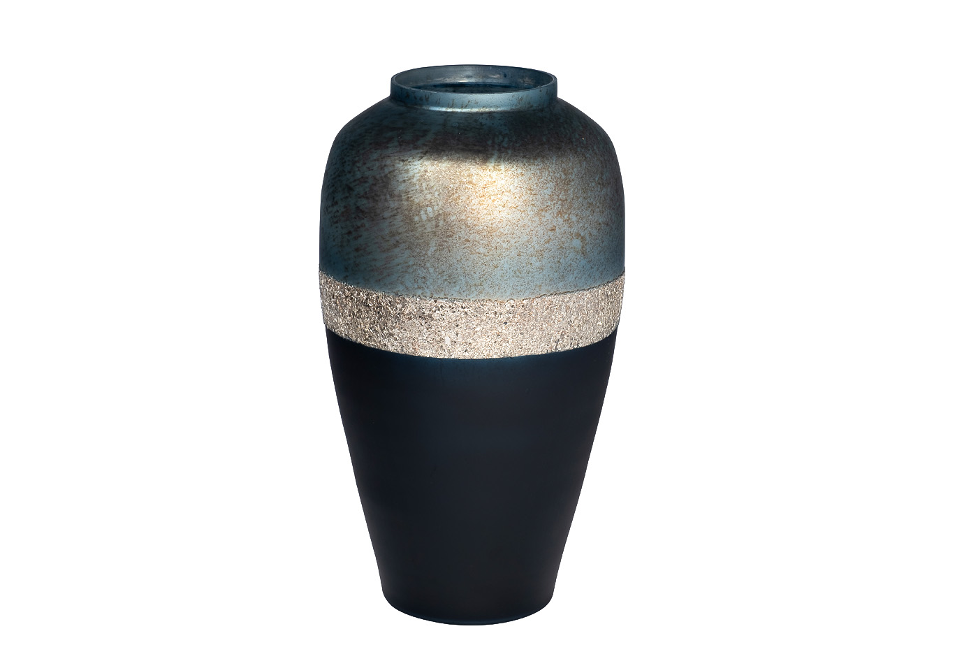 71PN-5155 Ваза стеклянная сине-голубая с золотом d28*51см_s2 1