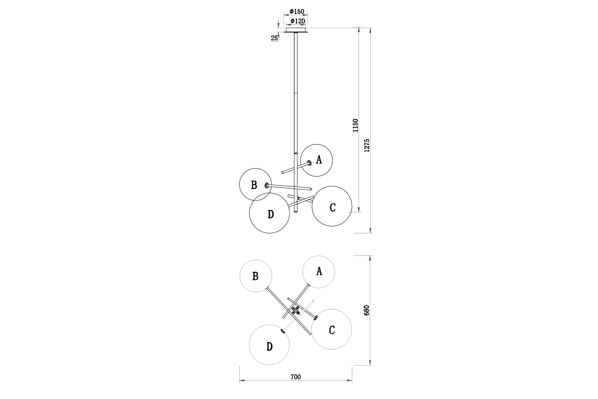 20MD2321-4G  Светильник потолочный 70*68*70см_s2 2