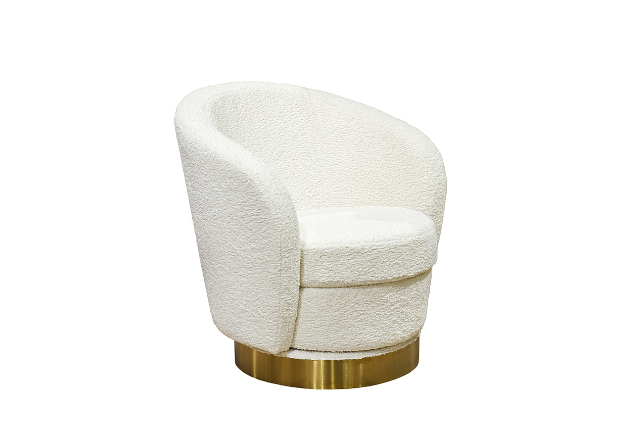 Кресло Napoli вращающееся, иск.мех кремовое Sheepskin 76*76*76см_s2 2