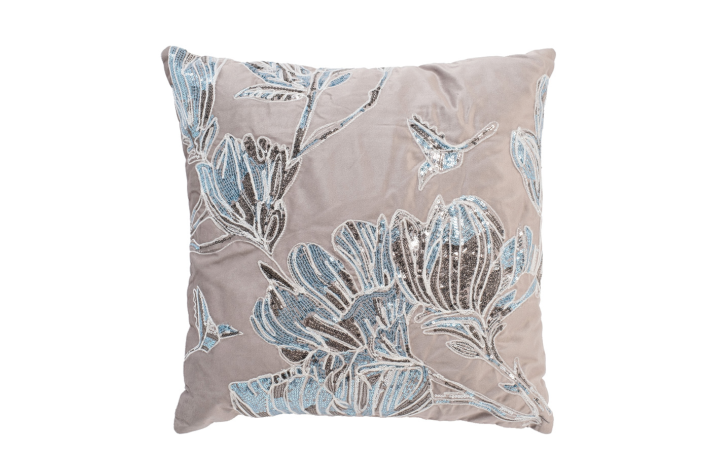 70SW-32906 Подушка с пайетками «Арт Магнолия» бежевый 45*45см_s2 1