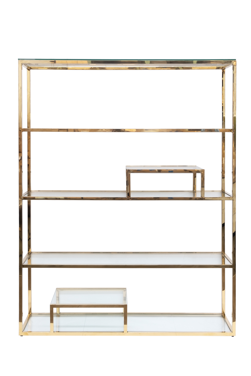 GY-SH8005GOLD  Стеллаж стекло прозр./золото 140*38*180 см_s2 1