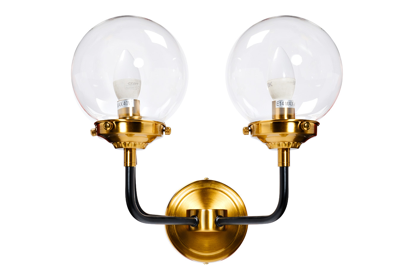 K2KG0521W-2 Бра Сфера (Simple) M латунь, стекло прозр. 32*23*h32 см_s2 1