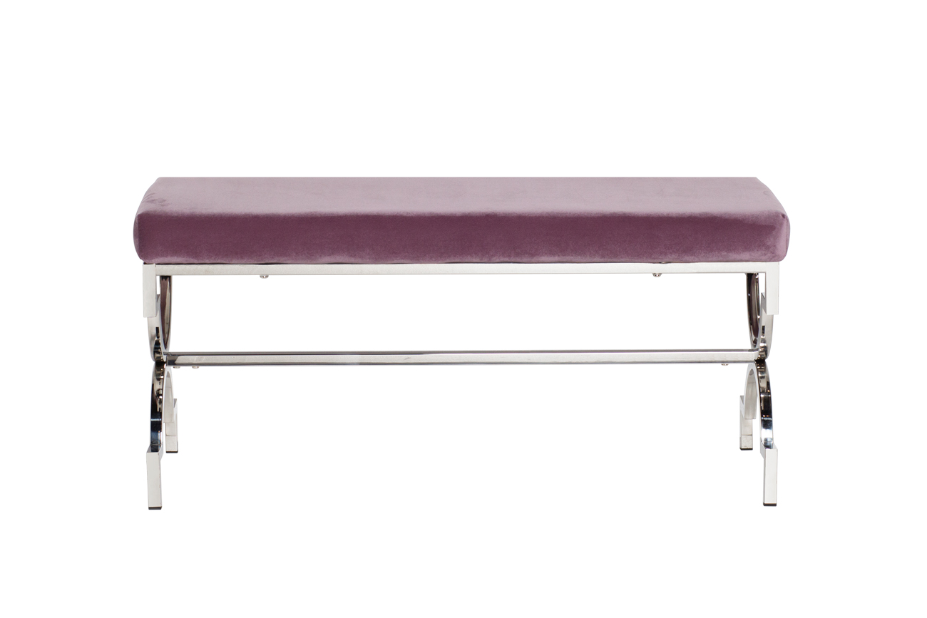 47ED-BEN006-LL Банкетка дымчато-сиреневый велюр/хром 99*43*46см_s2 1