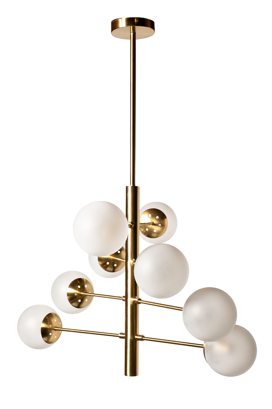 92EL-YG20082-8P Лампа потолочная латунь,стекло молоч.d.80*h.51см_s2 1