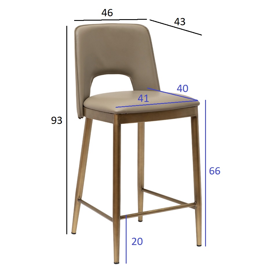 163YH-16574 Стул барный экокожа бежевый+бронза 43*46*93см_s2 6