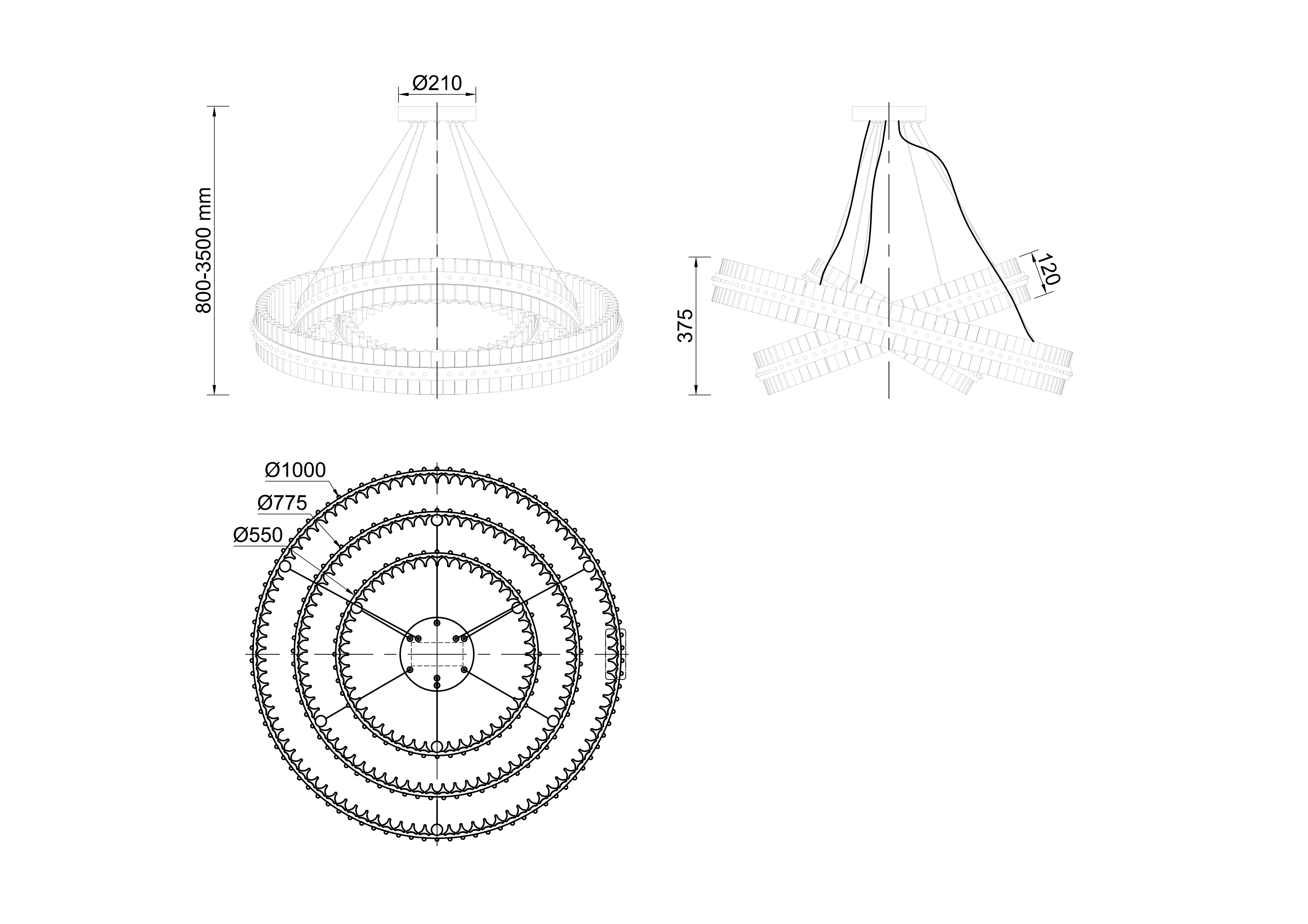 91GH-30861 Люстра подвесная Галактика (Galaxy) стекло прозрач. d100*h37,5см_s2 3