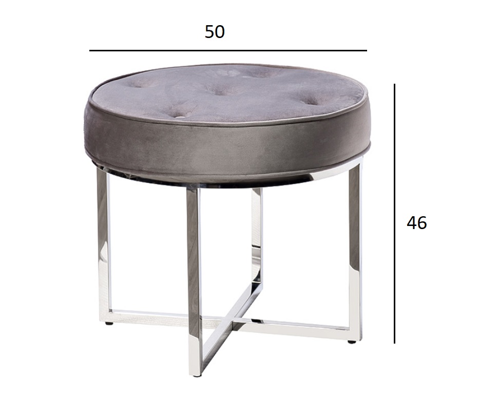 47ED-003BAN-SER Банкетка серый велюр/хром d50*46см_s2 4