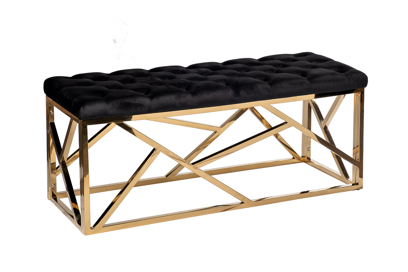 76AR-7160BAN-CHERN Банкетка велюр черный/золото 110*42*46см_s2 2