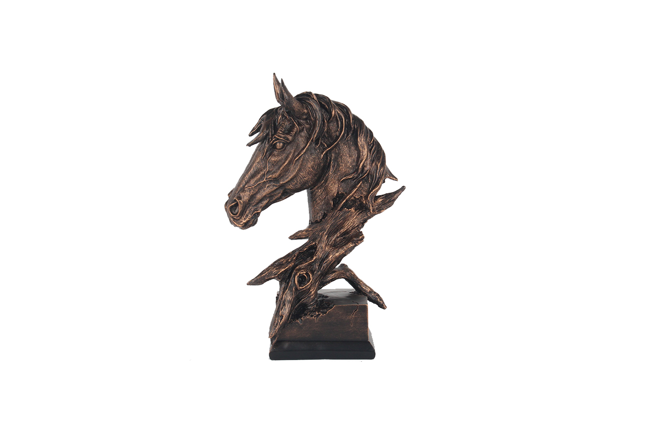 TB4227 Статуэтка «Голова лошади» цвет бронза 27*27*42см_s2 1