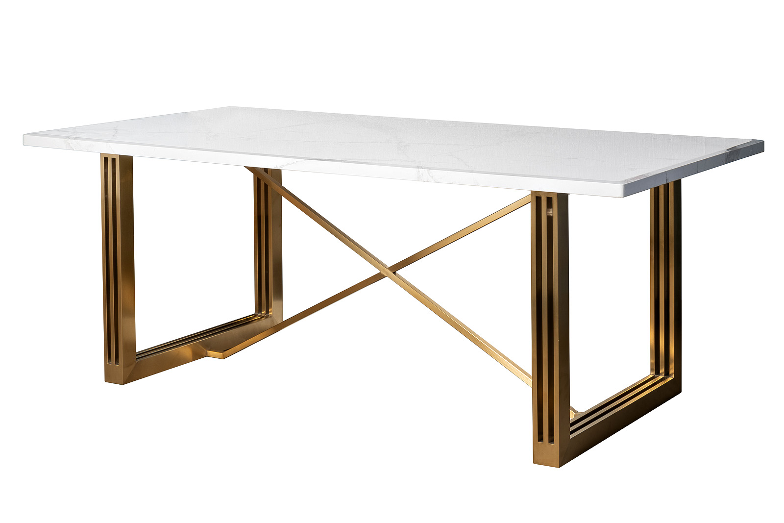 30F-14780 Стол обеденный белый / браш.золото 200*100*76см_s2 2
