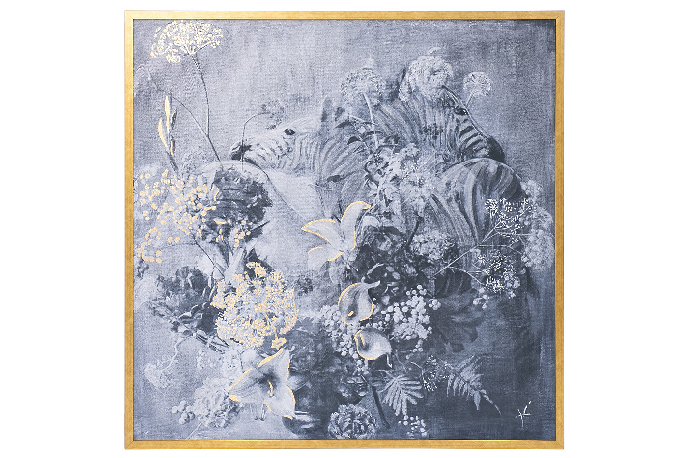 89VOR-AFRICA HORSE  Холст «Африка лошадь» 100*100 см, багет золото, зол.поталь_s2 1