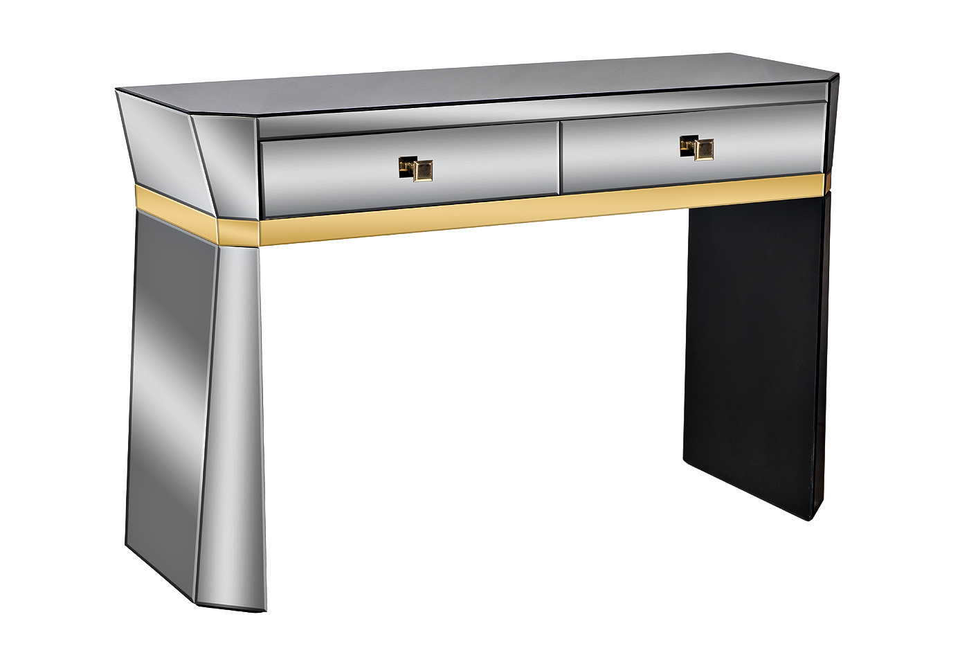 KFG125 Консоль 2 ящика с золотистой отделкой 120*42*79см_s2 2