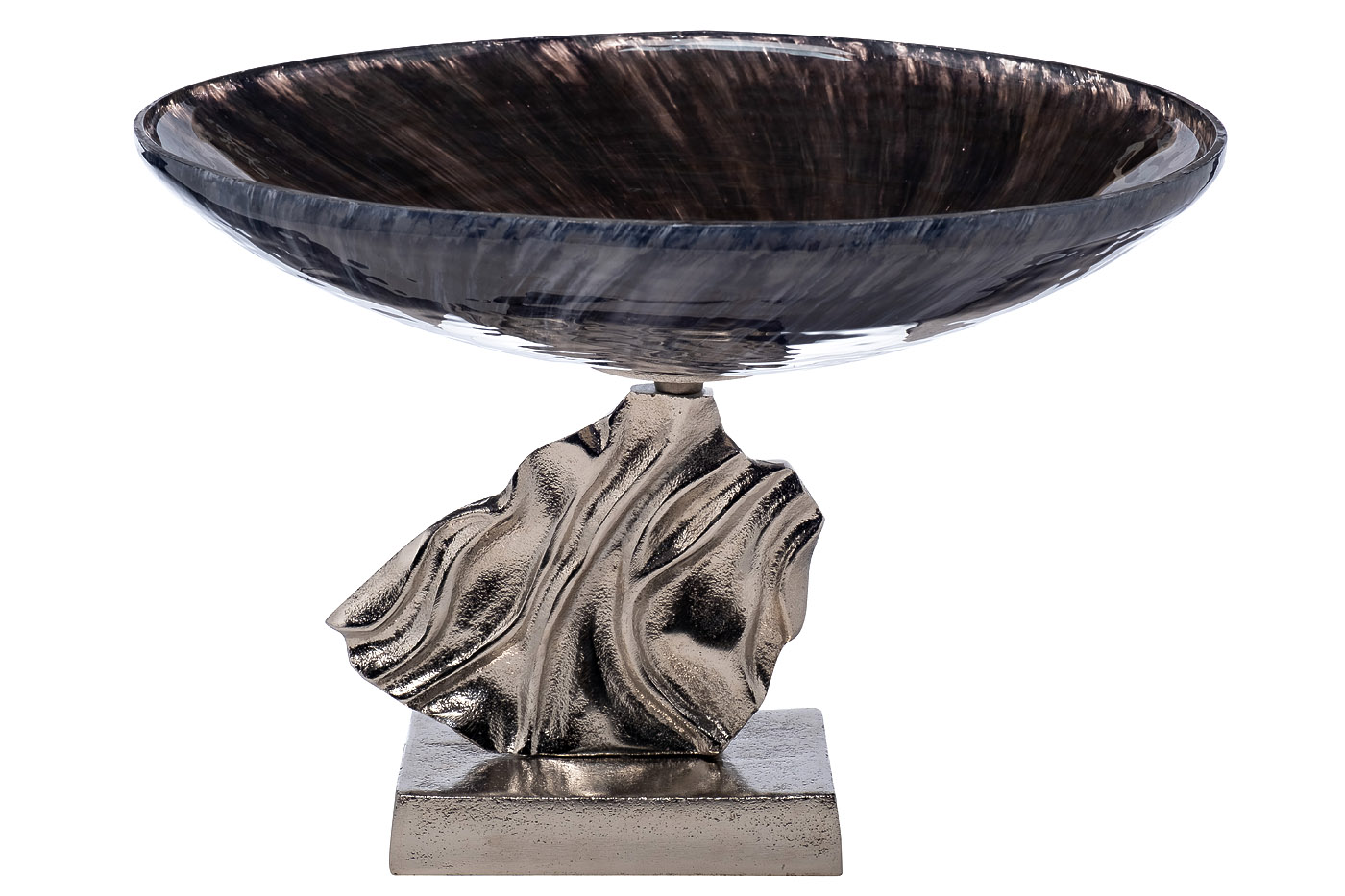 71PN-3169 Чаша стекл.на металл. основании дымчатая d41*27см_s2 1