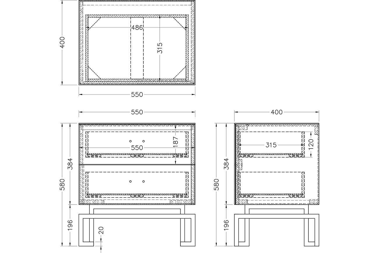 KFG085-NI Тумба 2 ящика белая/хром 55*40*58см_s2 5