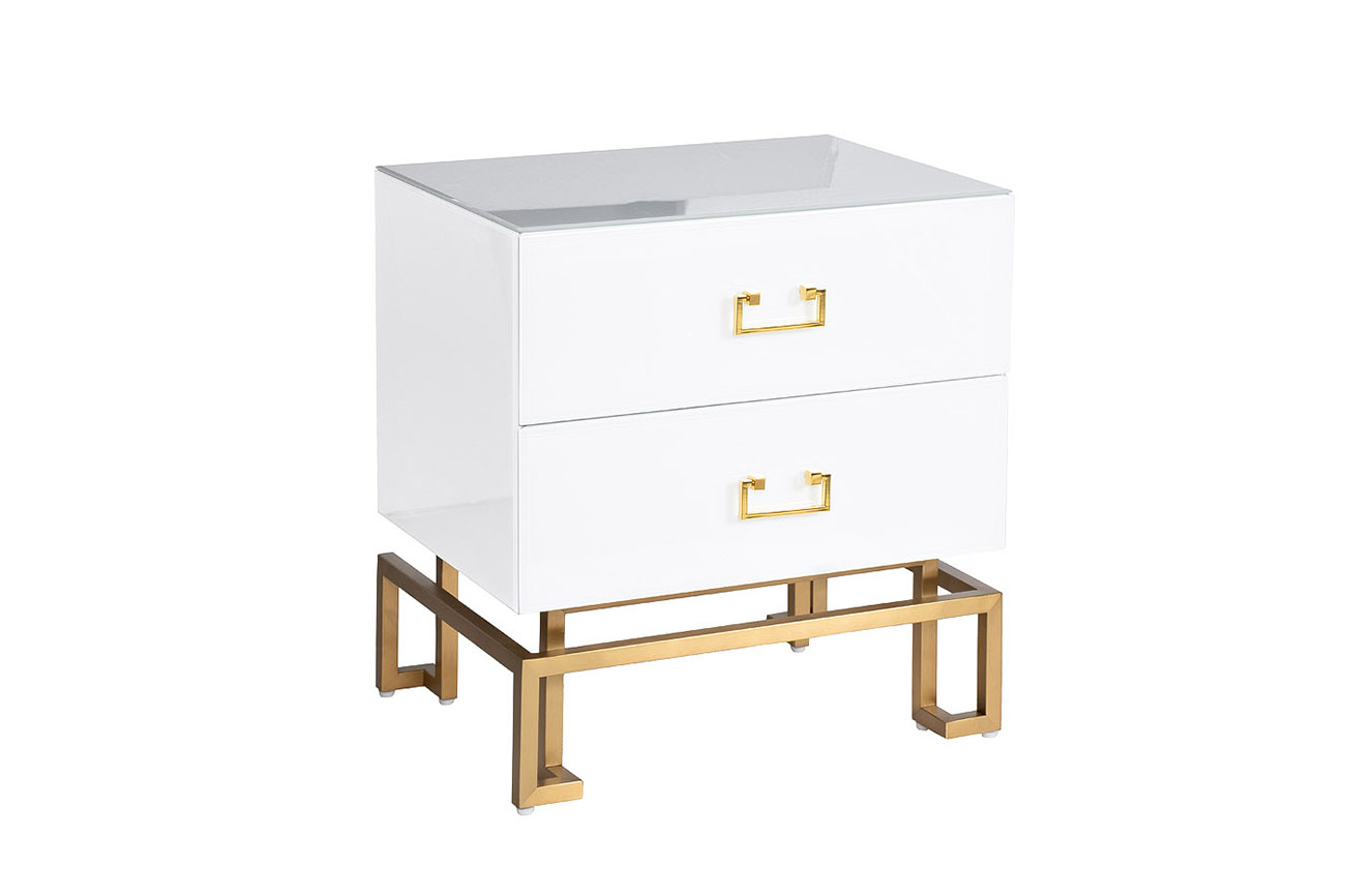 KFG085 Тумба 2 ящика белая/золото 55*40*58см_s2 2