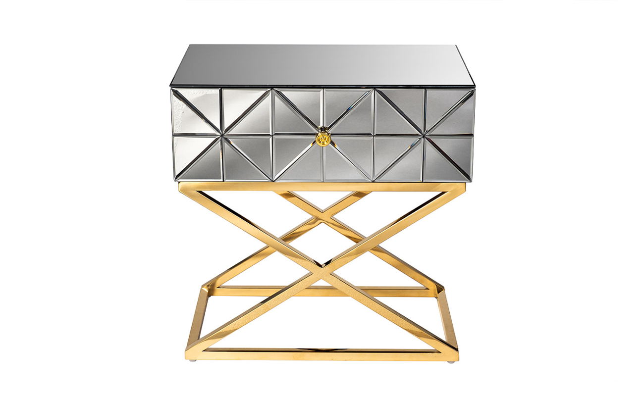 KFG090 Тумба с матовой зерк.отделкой каркас металл.  60*40*60см_s2 1