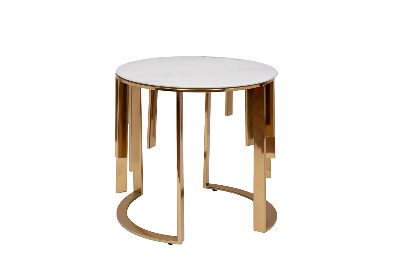 GY-00012 Стол журнальный мрам.стекло/золото d46*53см_s2 1