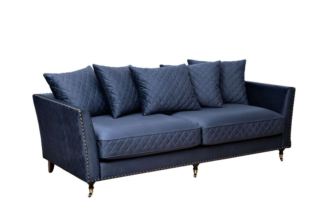 Диван Sorrento 220 трехмест., велюр т.синий Colt034 220*101*88см_s2 2