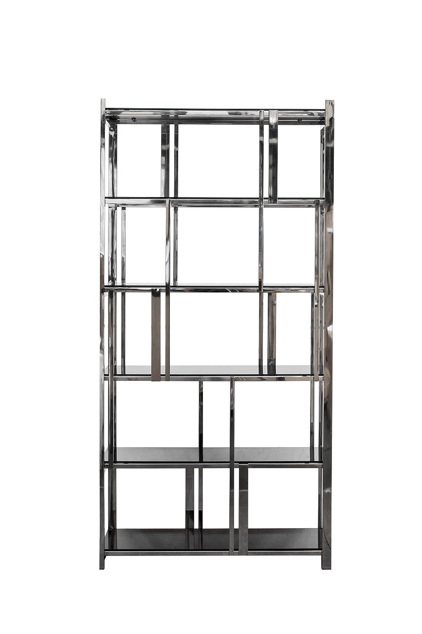 13RXSH3052-SILVER Стеллаж стекло черн./серебро 100*38*200см_s2 1
