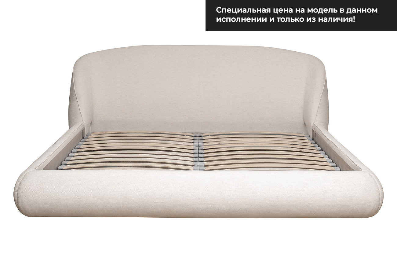 Кровать Palazzo 180 без мех.шенилл экрю Natur Ecru 215*240*90см_s2 1