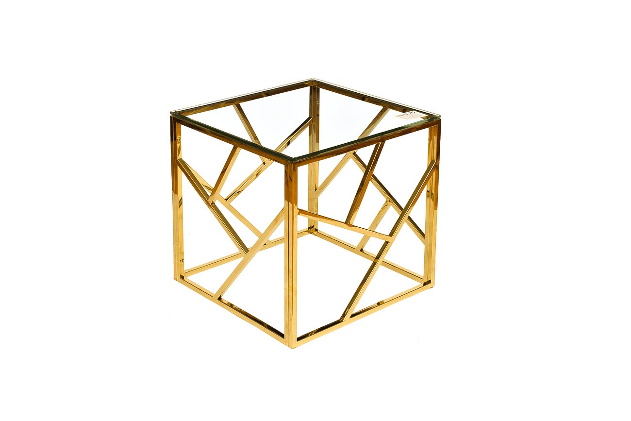 GY-ET2051214GOLD Стол журнальный прозр.стекло/золото 50*50*50см_s2 2