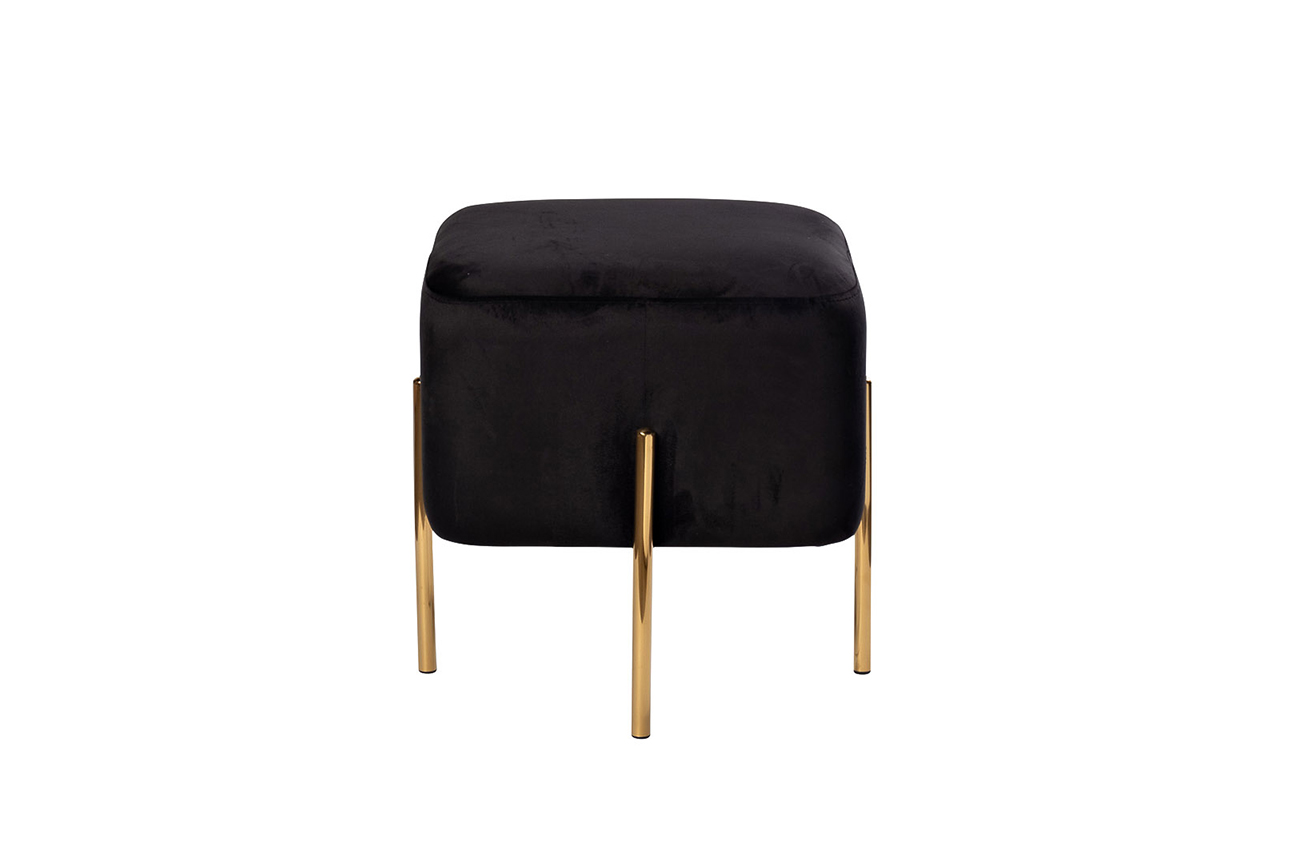 76AR-732BAN-CHERN Банкетка велюр черный/золото 42*42*44см_s2 2