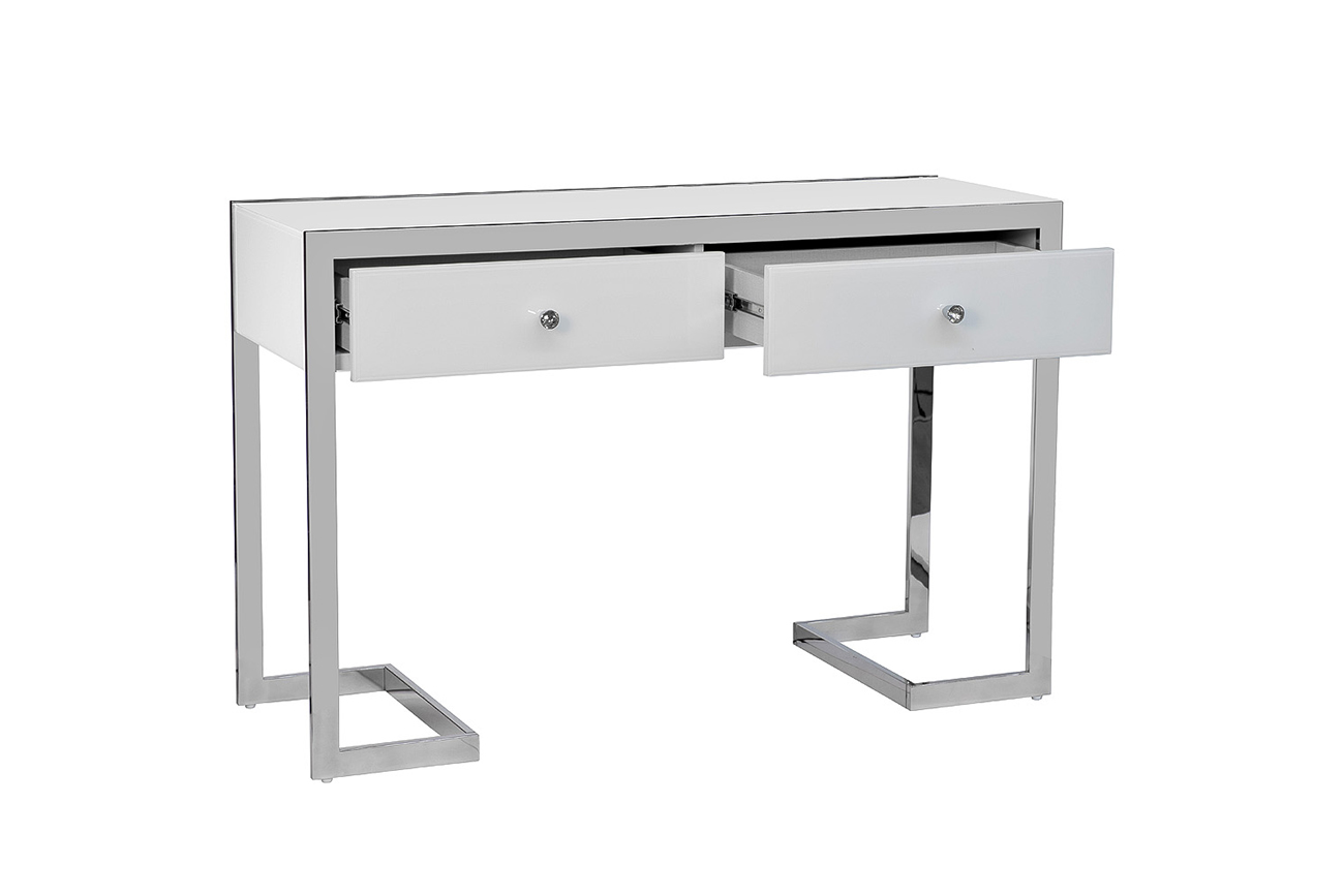 KFG103 Консоль 2 ящика белая/хром  120*42*79см_s2 3