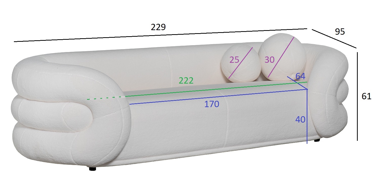 ZW-22024 Диван трехместный иск.мех белый 229*95*61см_s2 7