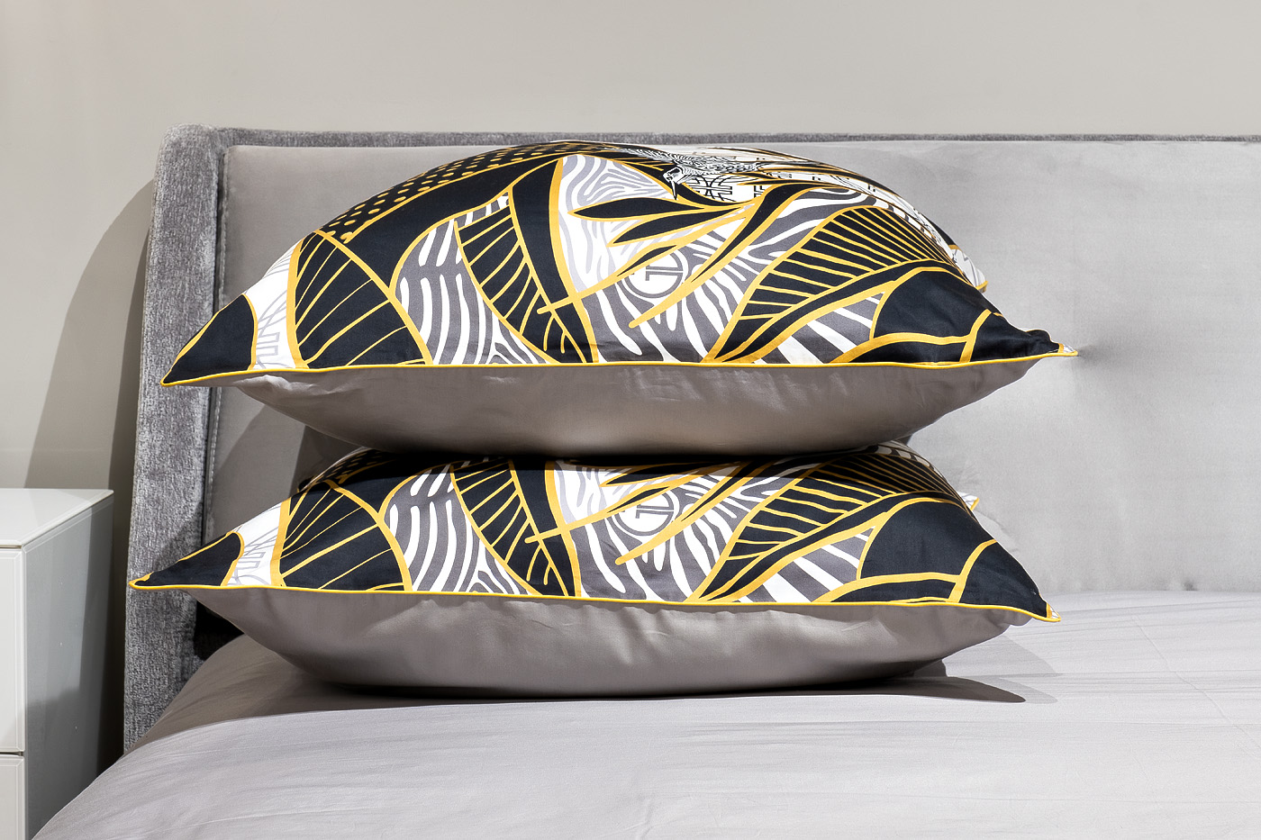 130HB-00009 Комплект наволочек Тропики 70*70 золото/серый (2шт)_s2 1