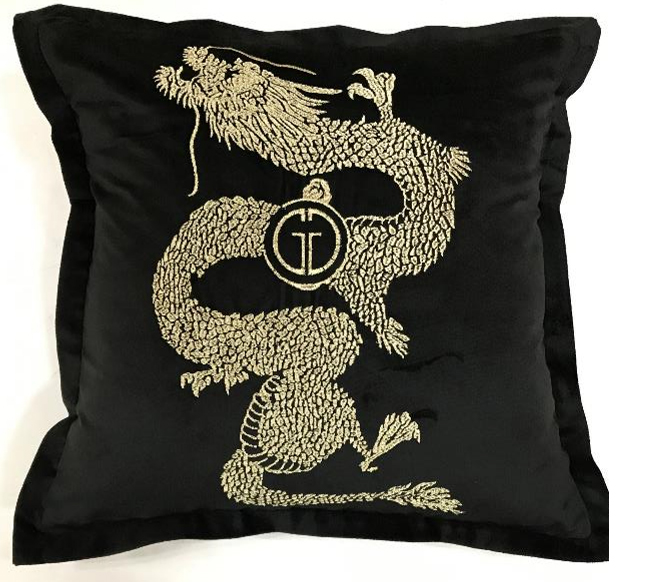 70SW-30937 Подушка вышивка «Дракон» черный 45*45см_s2 1