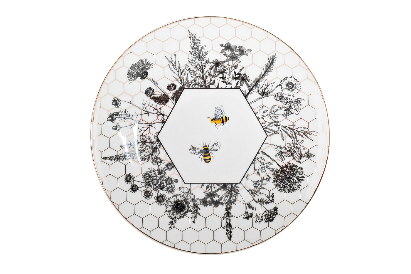 26FC-TAR-HONEYCOMB-20 Тарелка-купе «Пчёлки (Honeycomb)» 20см (2)_s2 1