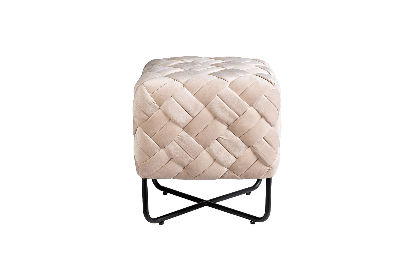 N-OT-100 BG BL Банкетка плетеная велюр бежевый 43*43*44см_s2 1