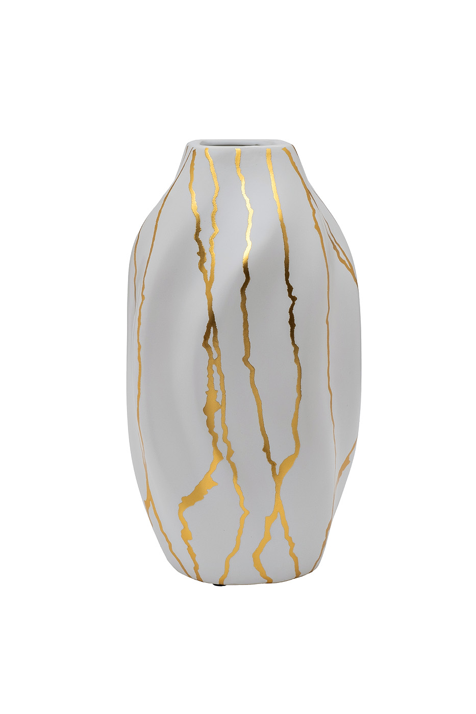 18H3410 Ваза керамическая белая с золотым декором d15*28см_s2 1