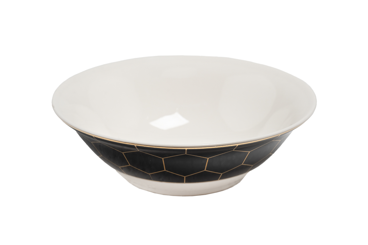 26FC-SAL-HONEYCOMB-15 Салатник «Пчёлки (Honeycomb)» чёрно-золотая деколь 15см (6)_s2 1