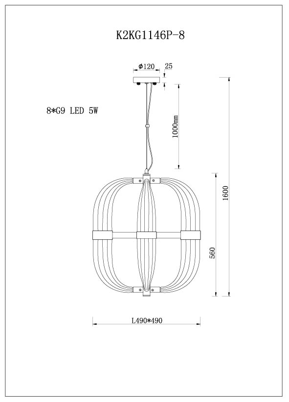 K2KG1146P-8 Светильник потолочный L48*W48*H60см_s2 4