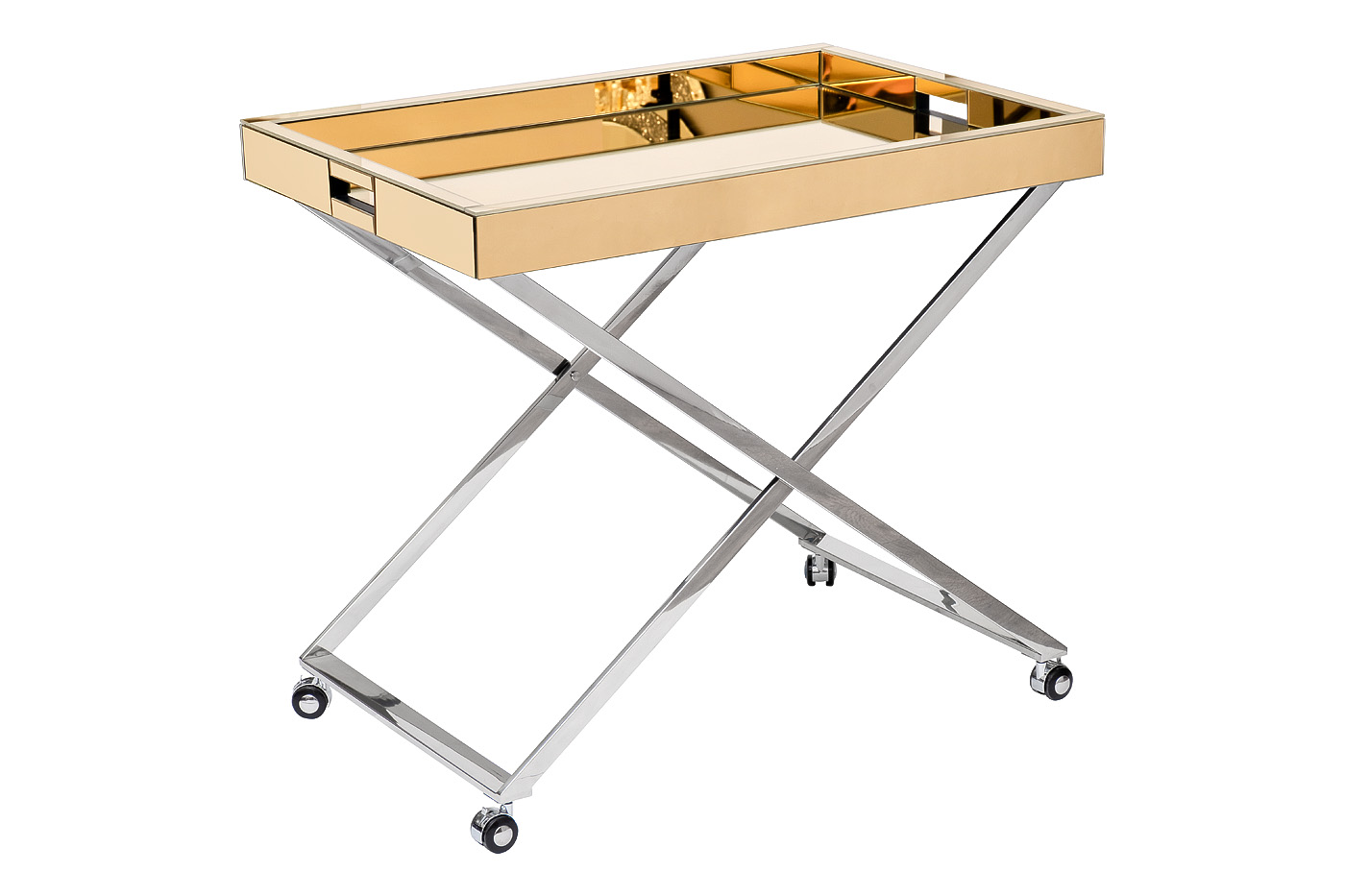 KFG135 Стол сервировочный зеркальный золото, н/ж сталь хром 80*55*67см_s2 2