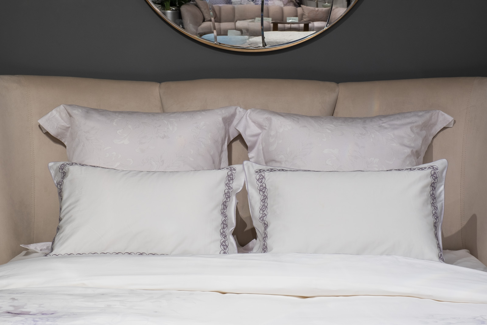 130HB-00711 Комплект наволочек сатин вышивка Фиори,сиренево-белый, 50*70см (2шт)_s2 2