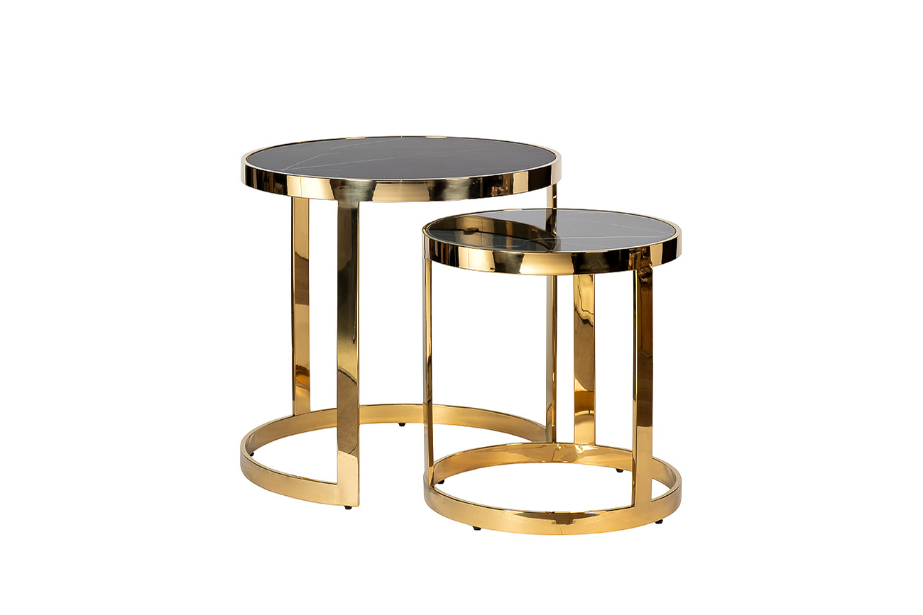 47ED-ET081S-GOLD Столы (наб 2шт) стекло чер.мрам/зол d60*60/d46*50_s2 1