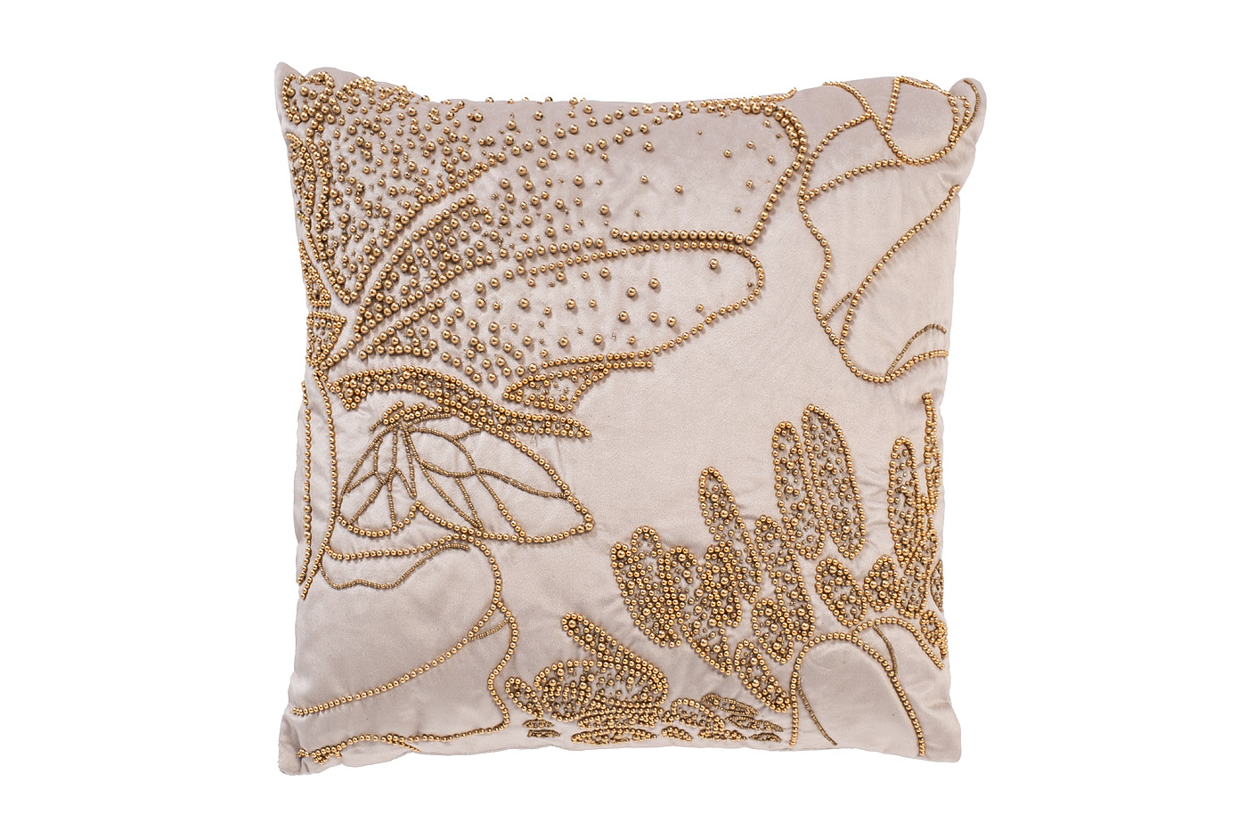 70SW-32901 Подушка с бисером «Пионы» бежевый 45*45см_s2 1