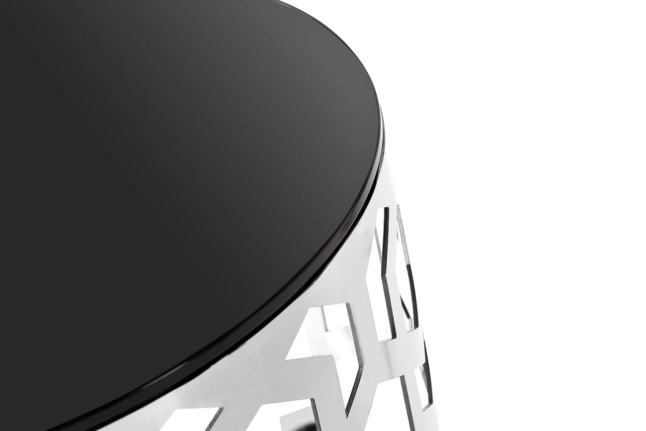 13RXET3043-SILVER Стол приставной стекло черн./серебро d50*60см_s2 2