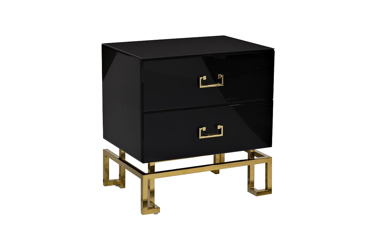 KFG059 Тумба c  2-мя ящиками черная/золото 55*40*58см_s2 2