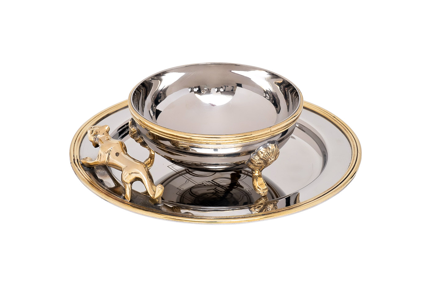 95IM-74SS Чаша и поднос «Леопард» н/ж цвет хром 18*18*5см_s2 1