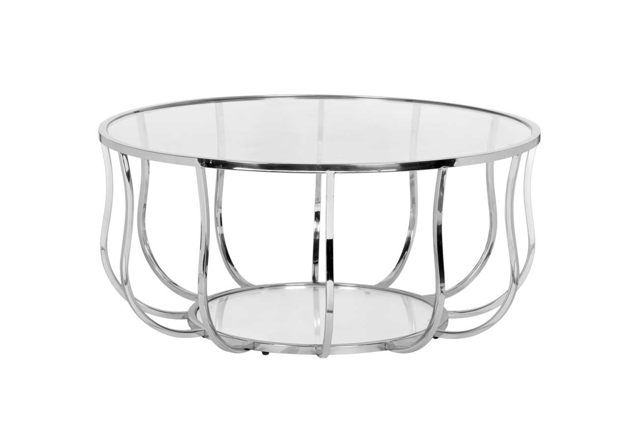13RXCT4033-SILVER Стол журнальный стекло прозр./серебро d100*45_s2 1