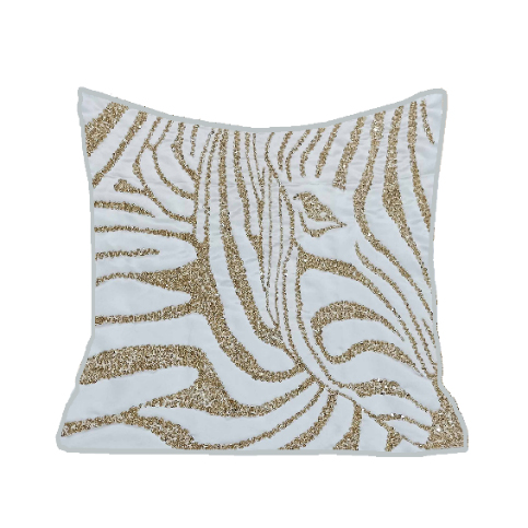 70SW-30310 Подушка с бисером «Зебра» белый/золотой 45*45см_s2 1