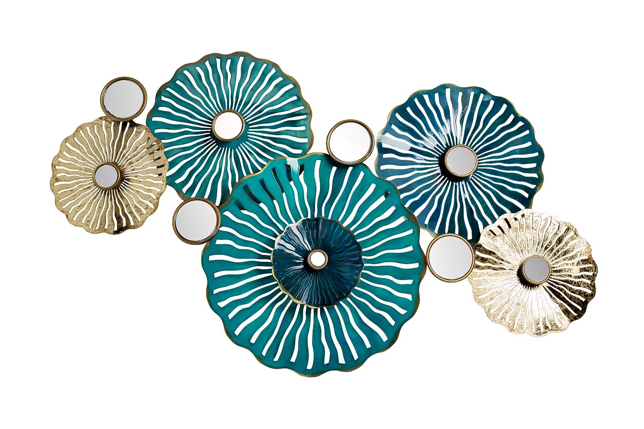 37SM-0879 Настенный декор Цветы лазурно-золотистые115,6*67,3*8,3_s2 1