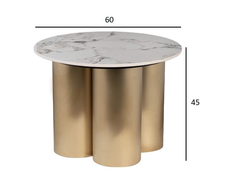 76AR-63043 Стол журнальный керамогранит белый d60*45см_s2 5