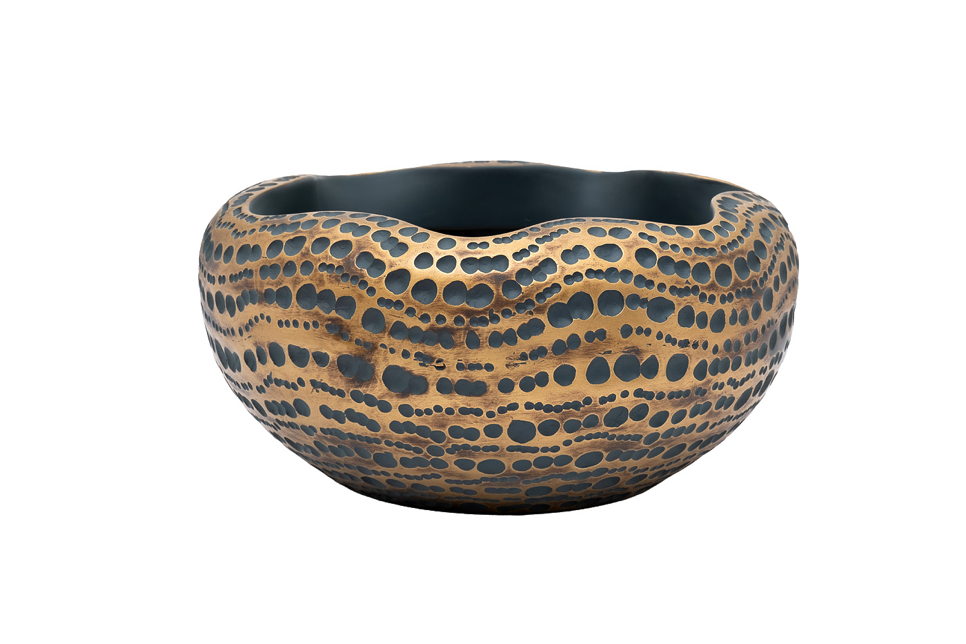 ZS1881-12 Кашпо синее с золотом d32*16см_s2 1