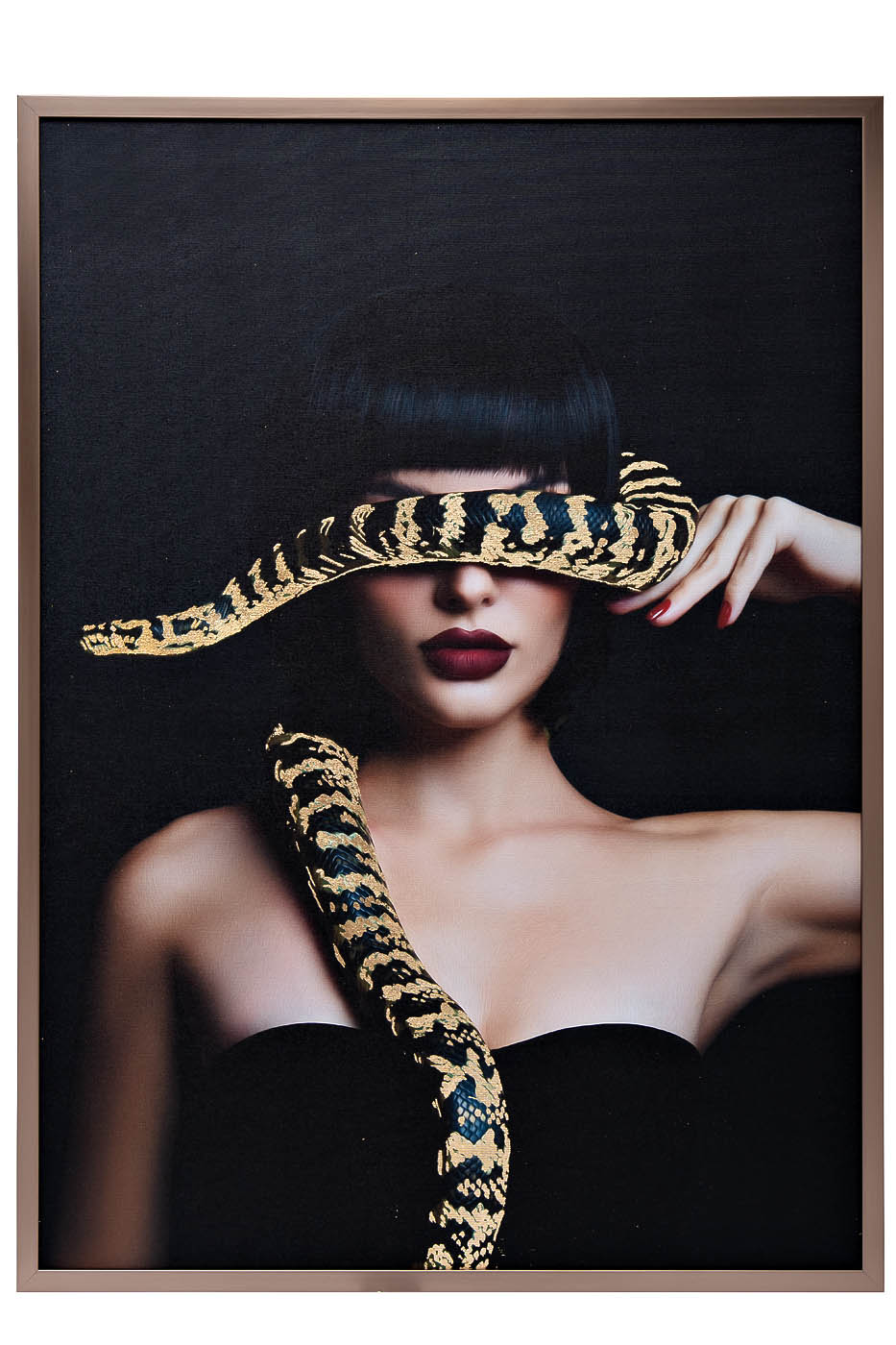 89VOR-GIRL/SNAKE-1 Холст «Девушка со змеей»120х80см,багет латунь, поталь_s2 1
