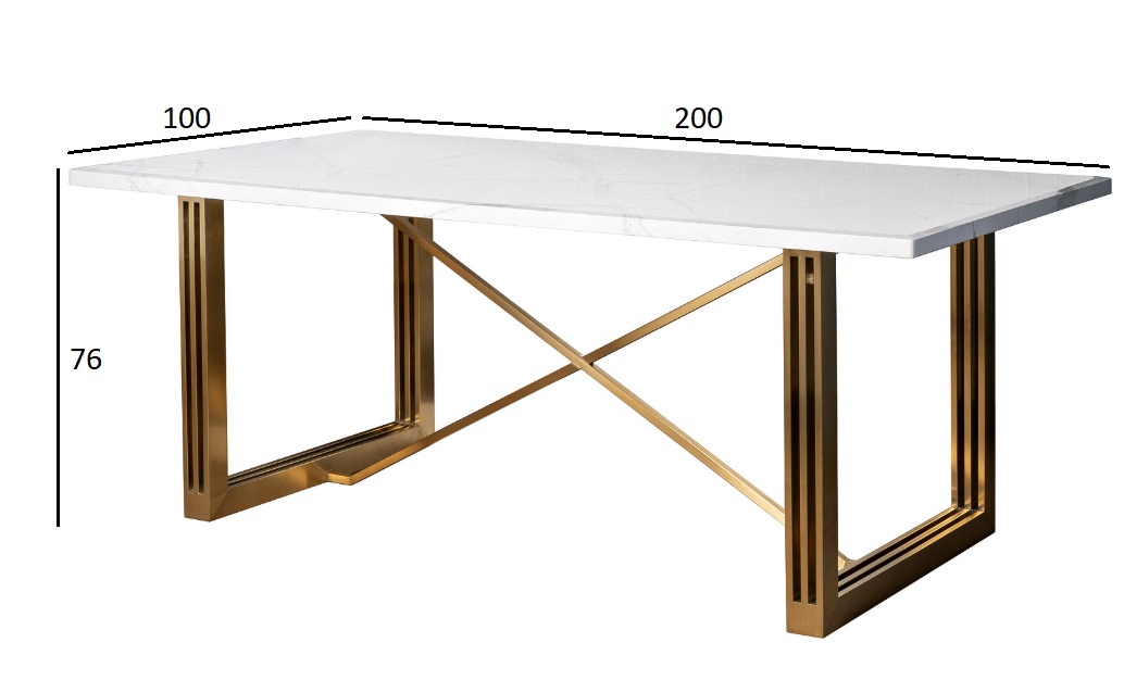 30F-14780 Стол обеденный белый / браш.золото 200*100*76см_s2 6