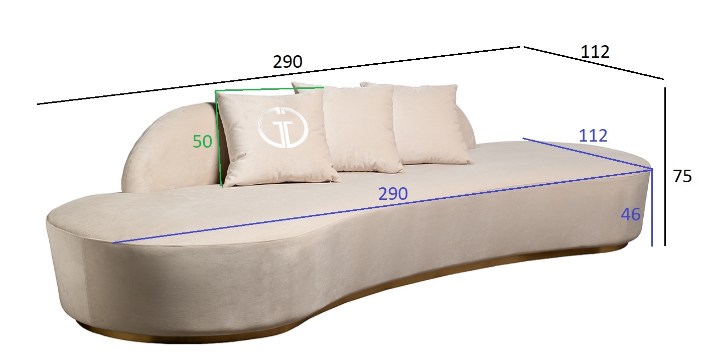 87YY-DIV2262 Диван Леа (Lea) трехместный, велюр кремовый 290*112*75см_s2 8